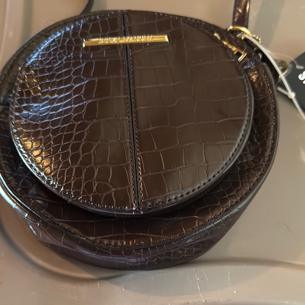 Steve Madden Brown Croc-Embossed Crossbody Bag